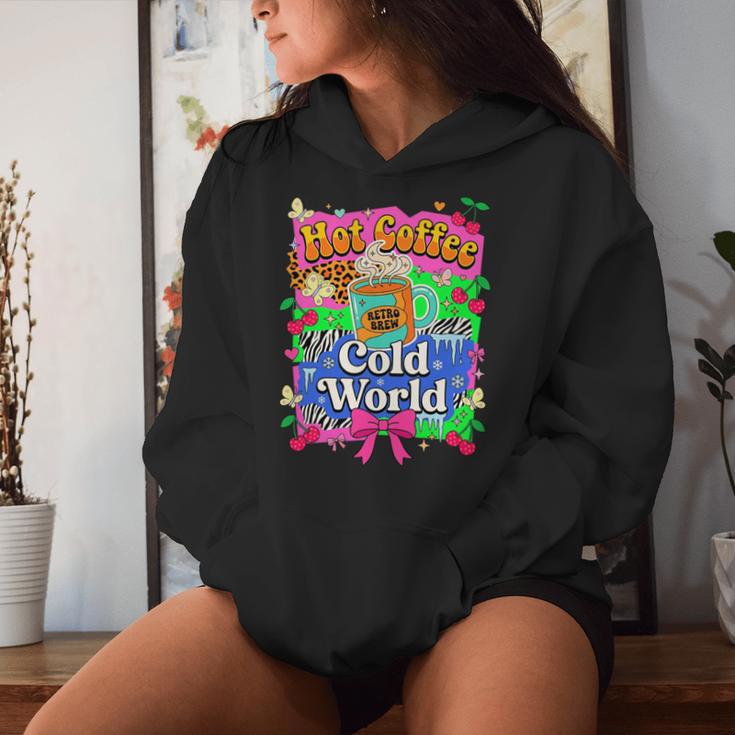 Hot Coffee Cold World レトロ コケット リボン グラフィック 長袖tシャツ レディースパーカー 彼女への贈り物