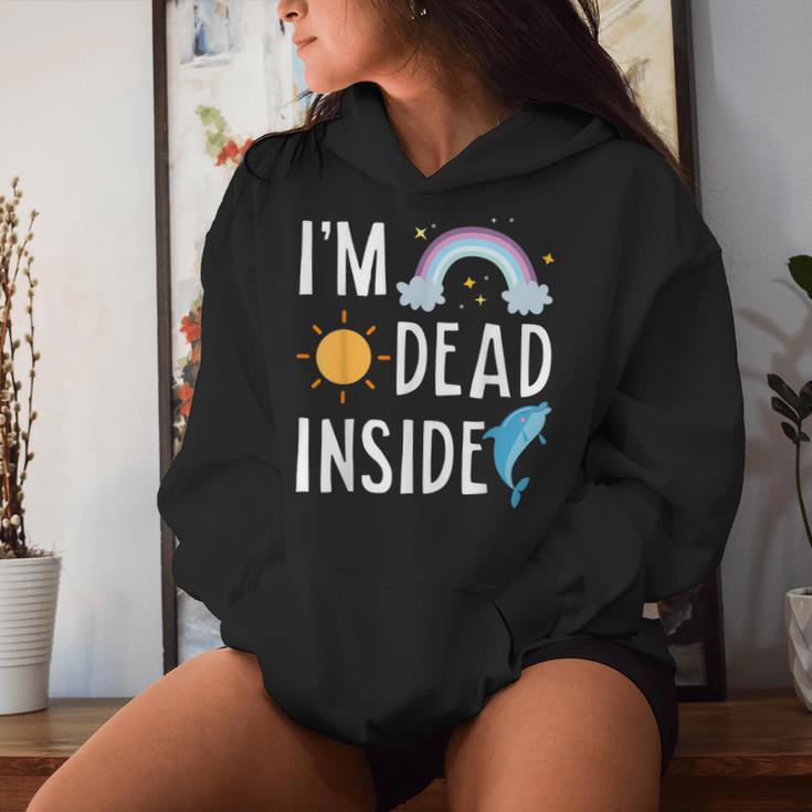 I'm Dead Inside Happy Rainbowunshine Dolphin ファニーtシャツ レディースパーカー 彼女への贈り物