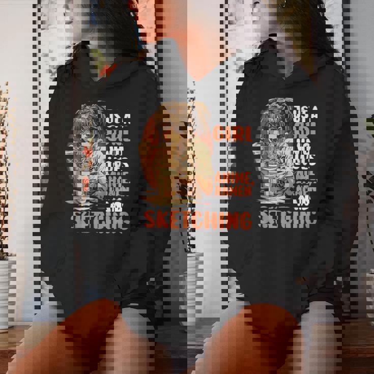 Just A Girl Who Loves Anime Ramen Andketching Anime Manga レディースパーカー 彼女への贈り物