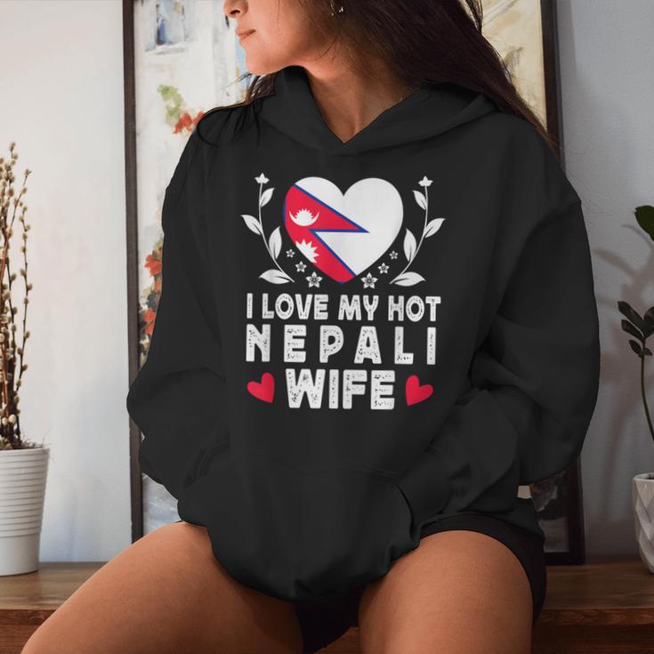 I Love My Hot Nepali Wifepouses Nepal Flag レディースパーカー 彼女への贈り物