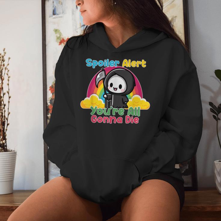 Spoiler Alert You're All Gonna Die Rainbow Cute Grim Reaper レディースパーカー 彼女への贈り物