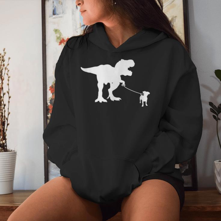 T-Rex Walking Jack Russel Divertente Cane Mamma Papà Dinosauro Trex Felpa con cappuccio da donna Regalos para ella