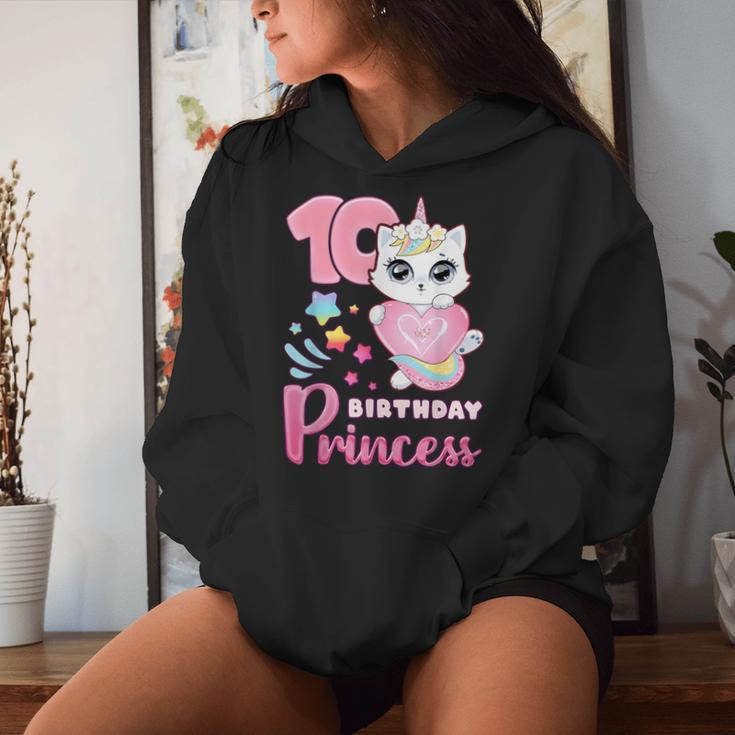 女の子、10歳の誕生日、ユニコーンキャット、ナンバー10 レディースパーカー 彼女への贈り物
