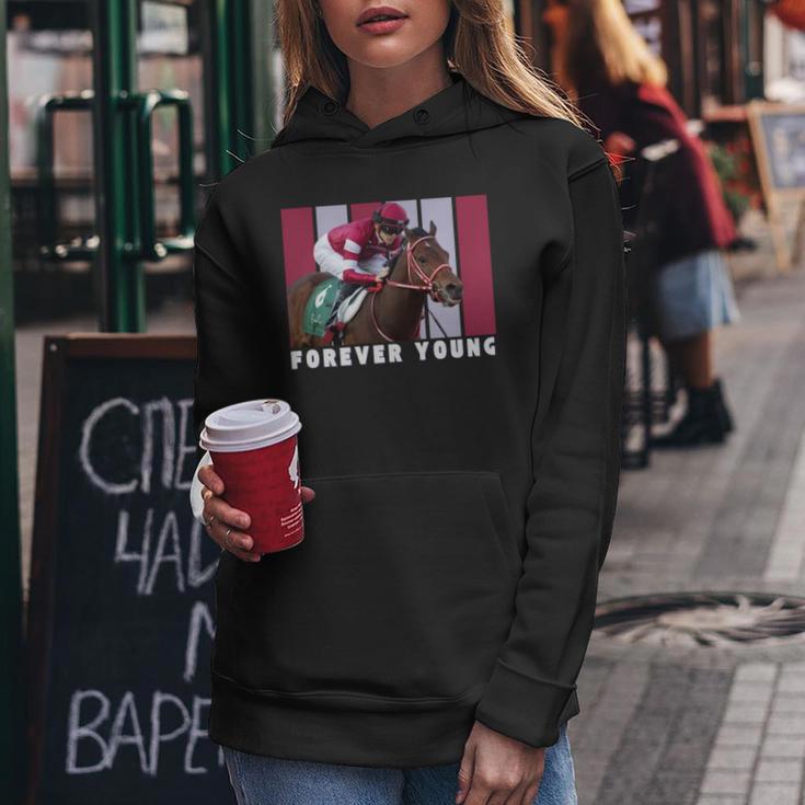 Forever Young Horse、競馬、デルマール、サンタアニタ 長袖tシャツ レディースパーカー 面白い贈り物
