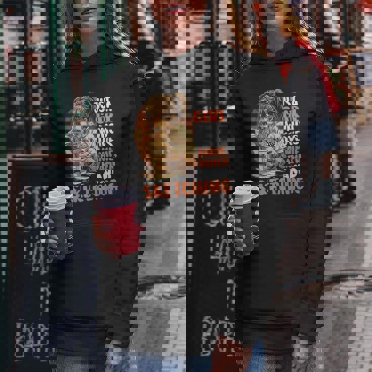 Just A Girl Who Loves Anime Ramen Andketching Anime Manga レディースパーカー 面白い贈り物