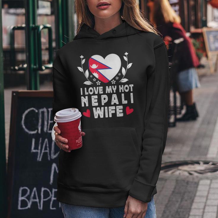 I Love My Hot Nepali Wifepouses Nepal Flag レディースパーカー 面白い贈り物