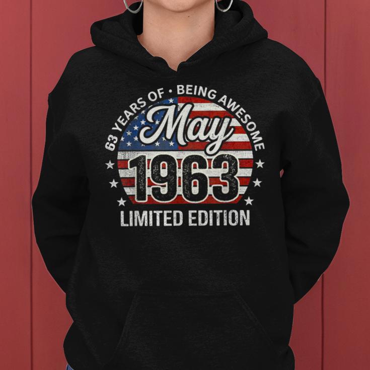 5月63歳の誕生日 男性 女性 1963年 素晴らしいアメリカ国旗 レディースパーカー