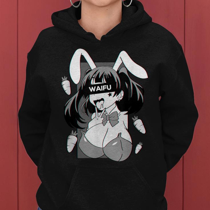 Ahegao Lewd アニメ 顔とウサギの女の子 コスチューム オタク用 レディースパーカー