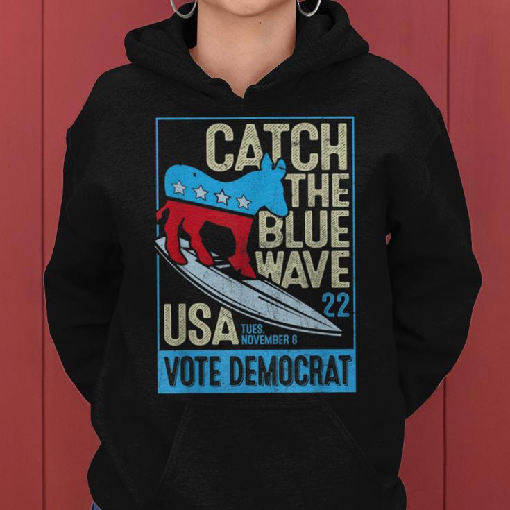 Catch The Blue Waveurfing Democrat Donkey Midterm Election レディースパーカー