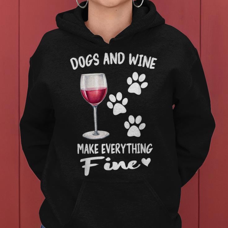 Dog And Wine Make Everything Fine Drinker Wine Puppy レディースパーカー