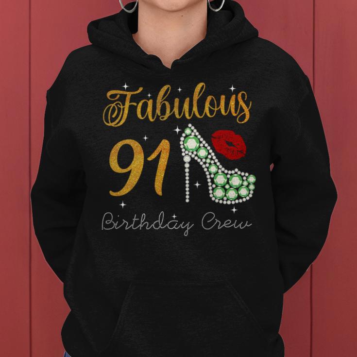 Fabulous Queen 91歳の誕生日クルーパーティ隊のお祝い 長袖tシャツ レディースパーカー