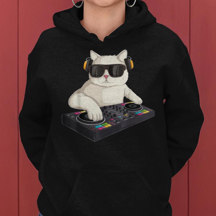 Dj Cat Techno Music Festival Lover Musician Women レディースパーカー