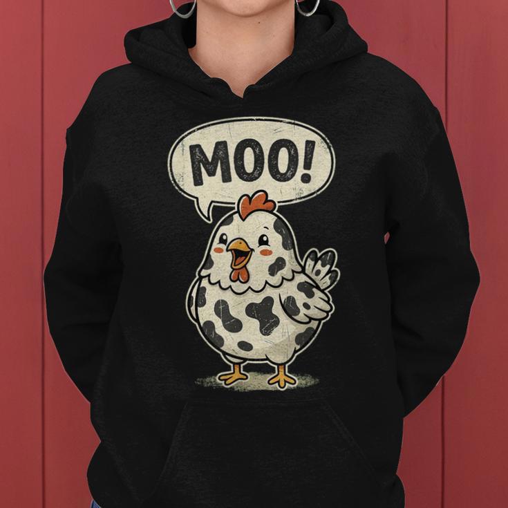 Moo 鶏 牛 農場 動物 ユーモア 男性 女性 キッズ 4 レディースパーカー