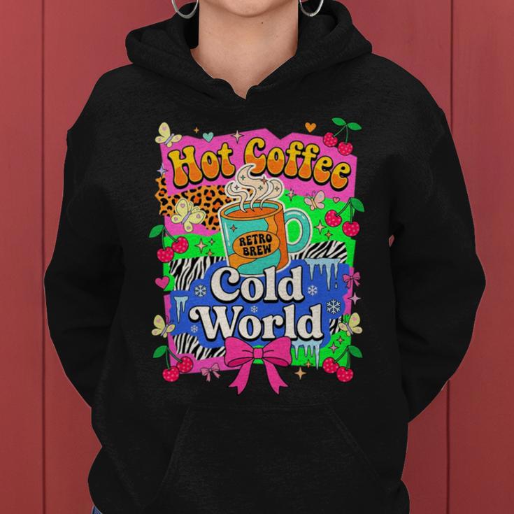 Hot Coffee Cold World レトロ コケット リボン グラフィック 長袖tシャツ レディースパーカー