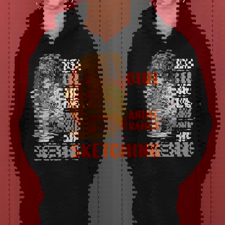 Just A Girl Who Loves Anime Ramen Andketching Anime Manga レディースパーカー