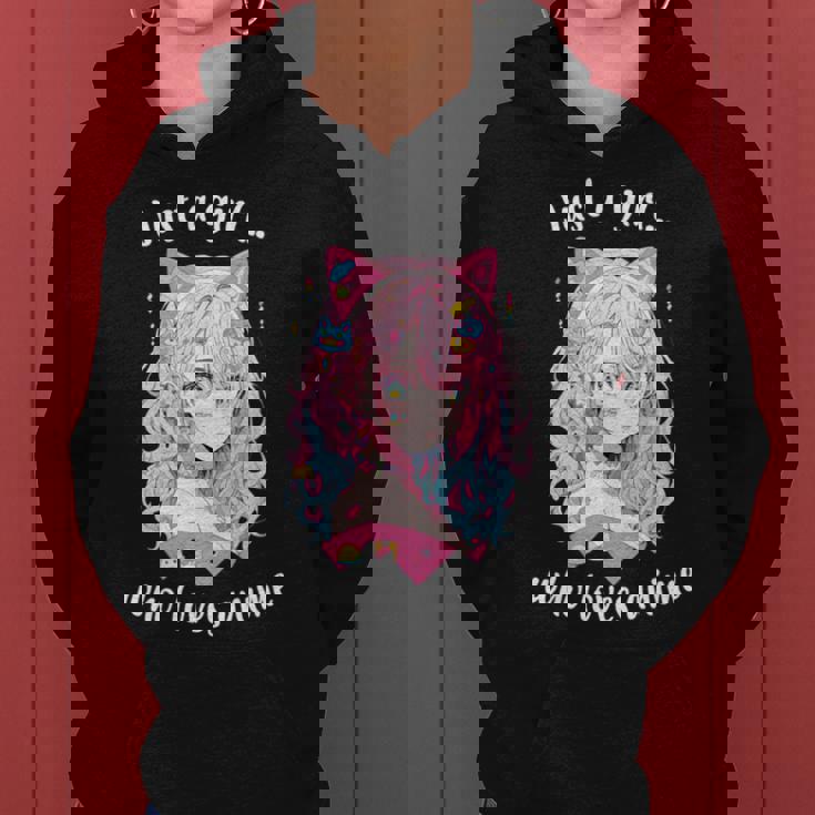 Just A Girl Who Loves アニメ カワイイ漫画 日本語 長袖tシャツ レディースパーカー