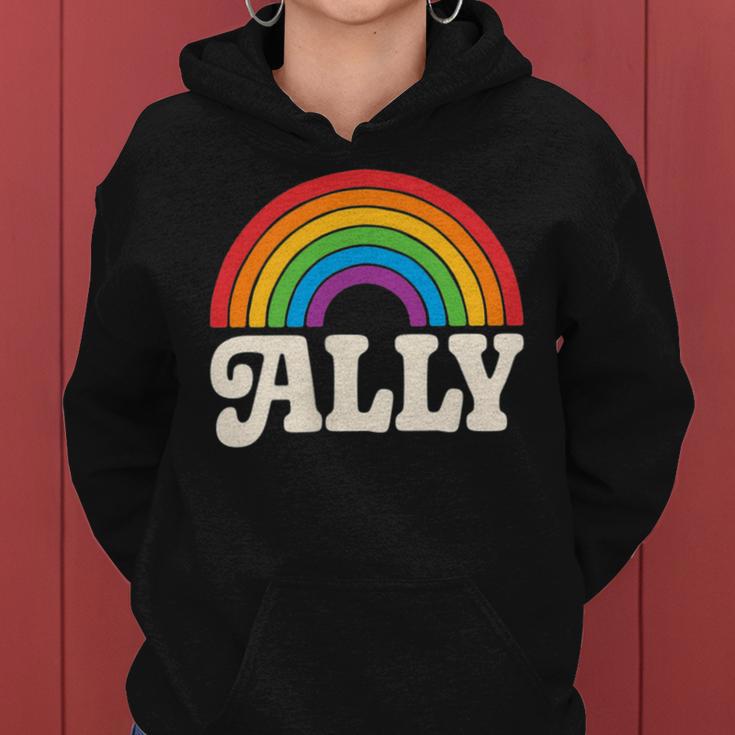 Lgbtq Ally Pocket Retrointage Gay Pride Lgbt Rainbow Flag レディースパーカー
