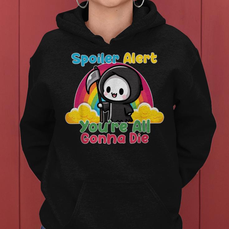 Spoiler Alert You're All Gonna Die Rainbow Cute Grim Reaper レディースパーカー