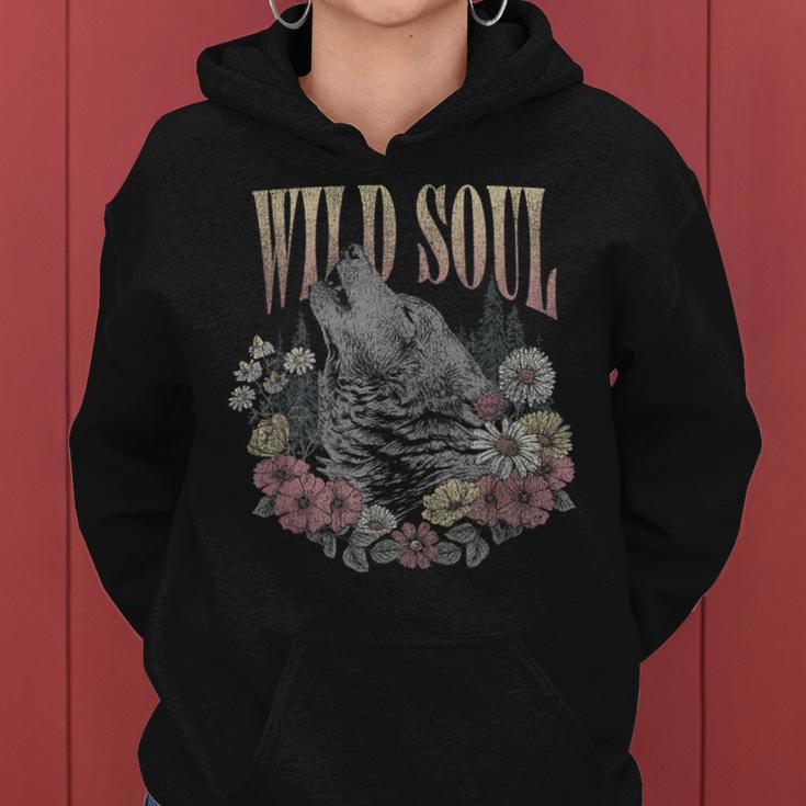 Wildoul Howling Wolf Among Flowers And Forest レディースパーカー