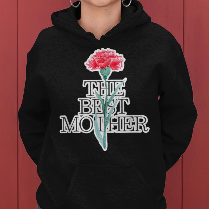 カーネーション The Best Mother 最高の母親【母の日】ピンク《ポップ フォント》メッセージ レディースパーカー