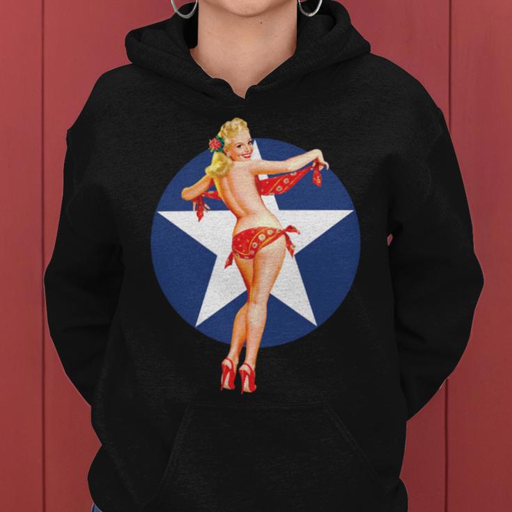 愛国心 ヴィンテージ セクシー ピンナップ 女の子 長袖tシャツ レディースパーカー