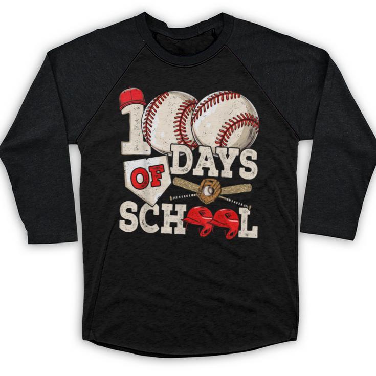 100 Days Of School Baseball 100th Day Of School Kids Teacher Baseball Raglan Shirt