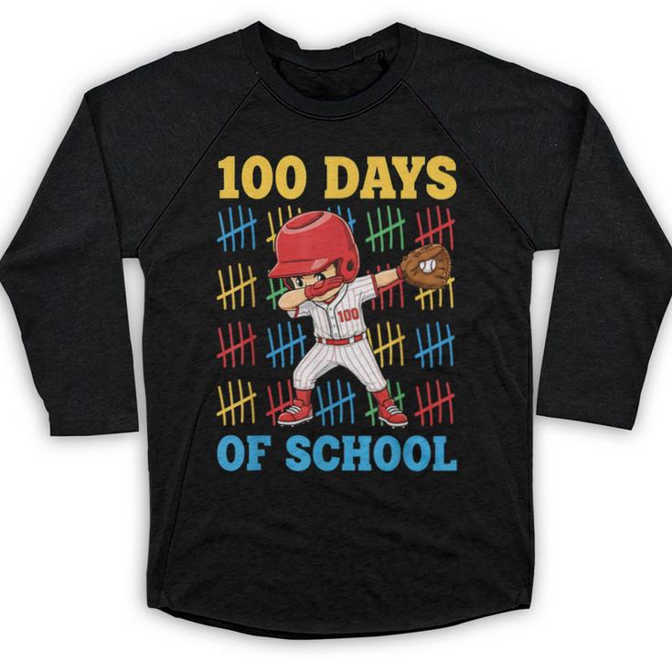 100 Days Of School Baseball Bat 100th Day Of School Boys Baseball Raglan Shirt