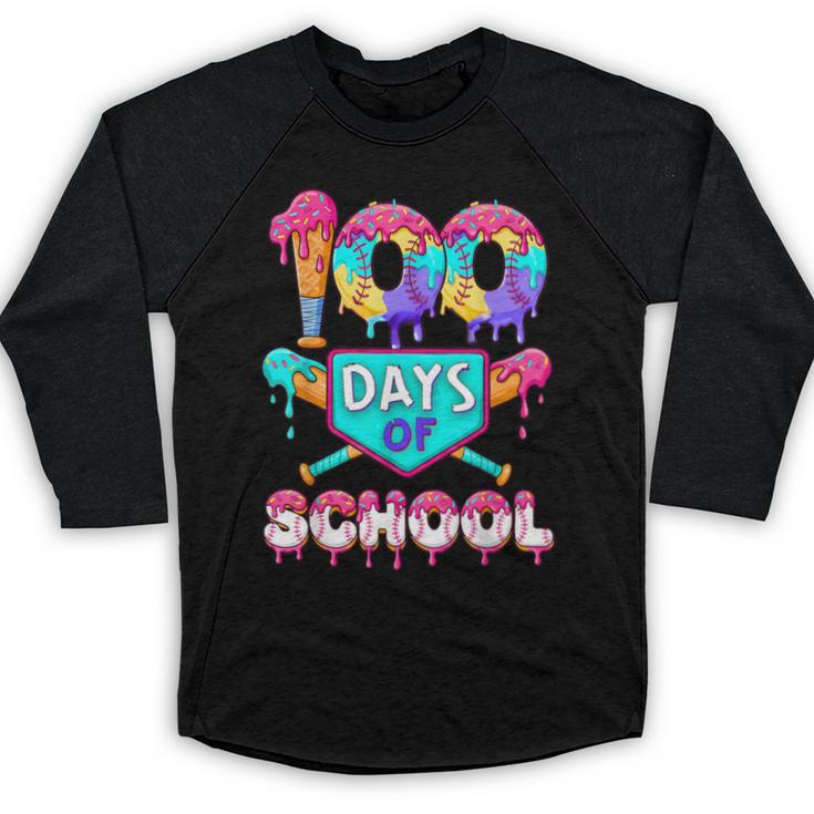 100 Days Of School Baseball Boys Kids Baseball Raglan Shirt