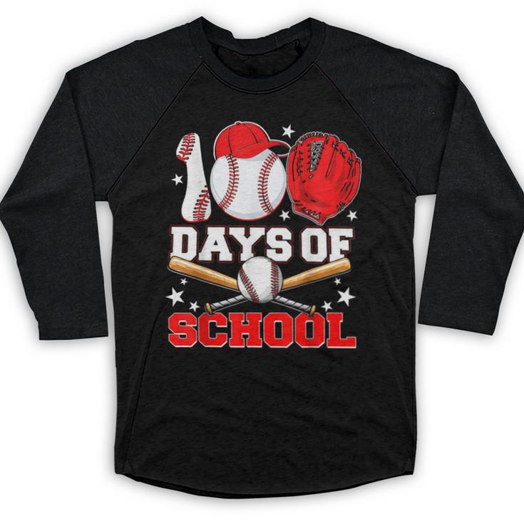 100 Days Of School Baseball Boys Kids Students Baseball Raglan Shirt