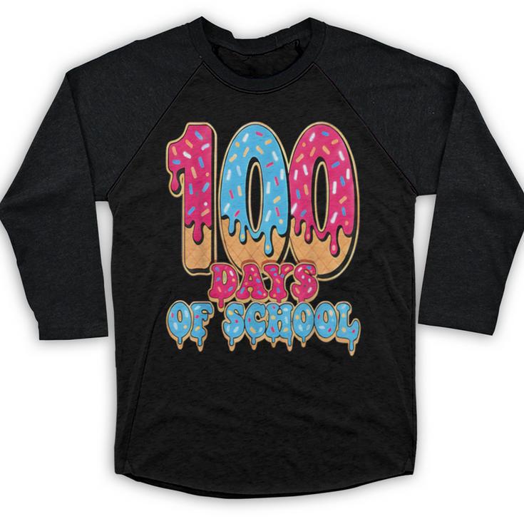 100 Days Of School Baseball Drip 100th Day Of School Baseball Raglan Shirt