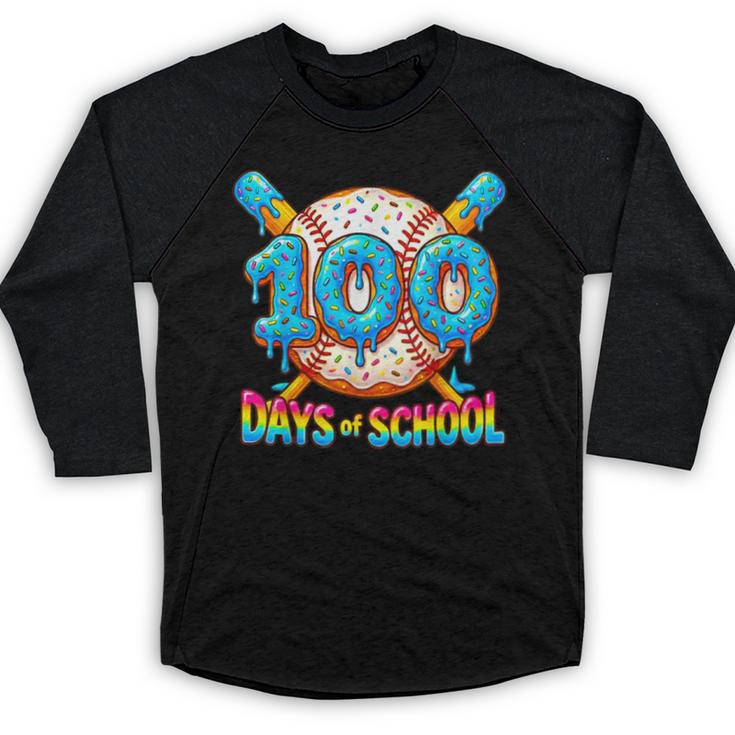 100 Days Of School Baseball Drip Boys 100th Day Of School Baseball Raglan Shirt
