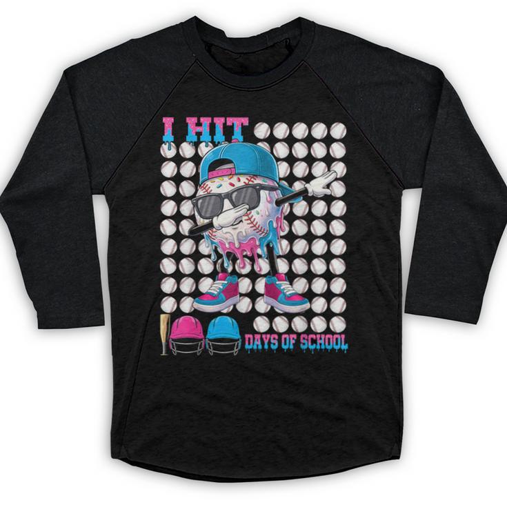 100 Days Of School Baseball Drip Boys Kids 100th Day School Baseball Raglan Shirt