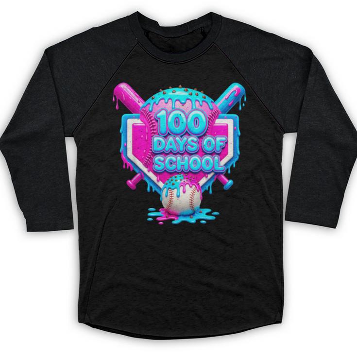 100 Days Of School Baseball Drip 100 Days For Boys And Kids Baseball Raglan Shirt