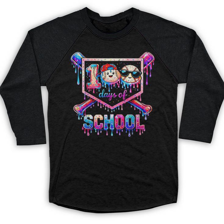 100 Days Of School Baseball Drip Boys For Men Kids Baseball Raglan Shirt