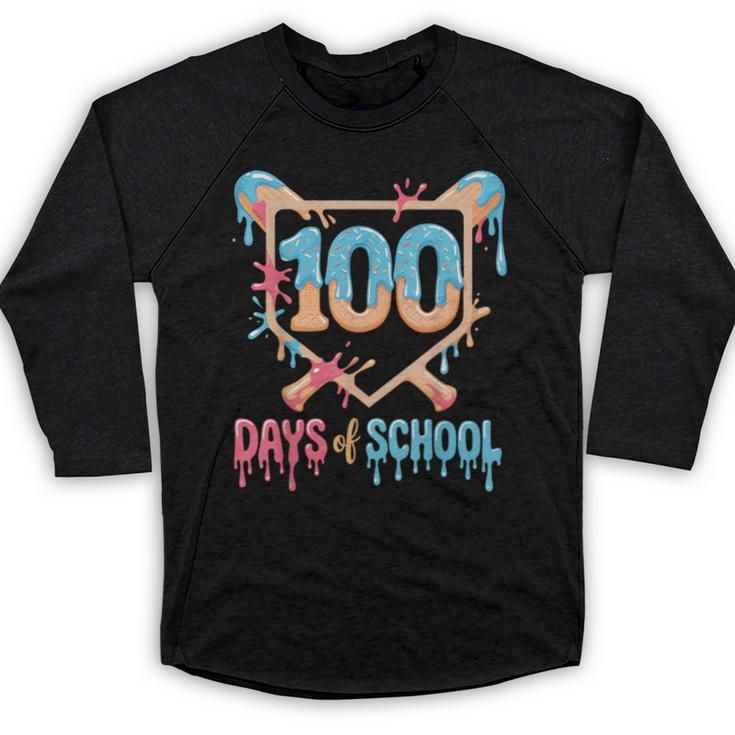 100 Days Of School Baseball Drip 100 Days Of School Baseball Raglan Shirt