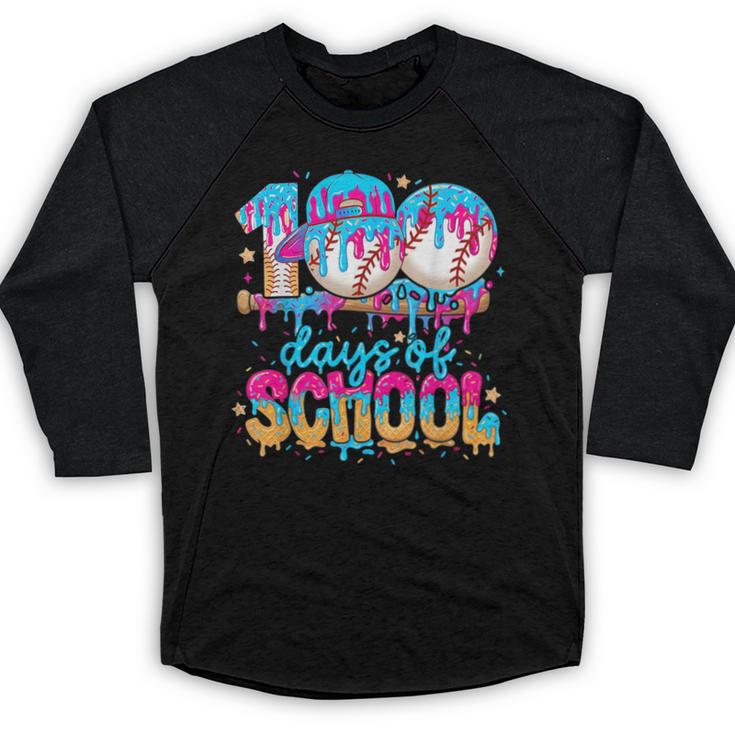100 Days Of School Baseball Ice Cream For Boy Girl Kids Baseball Raglan Shirt