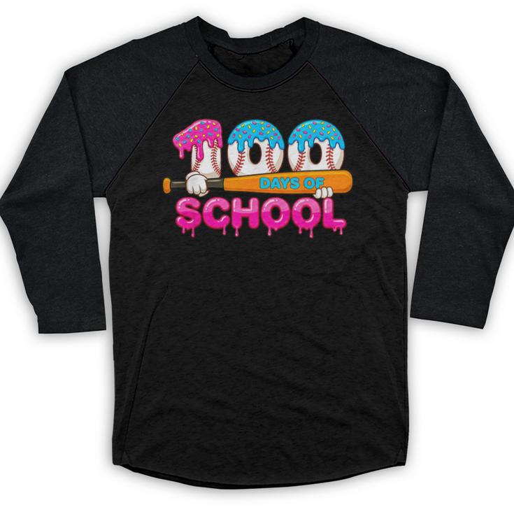 100 Days Of School Baseball Ice Cream Drip For Teacher Kid Baseball Raglan Shirt