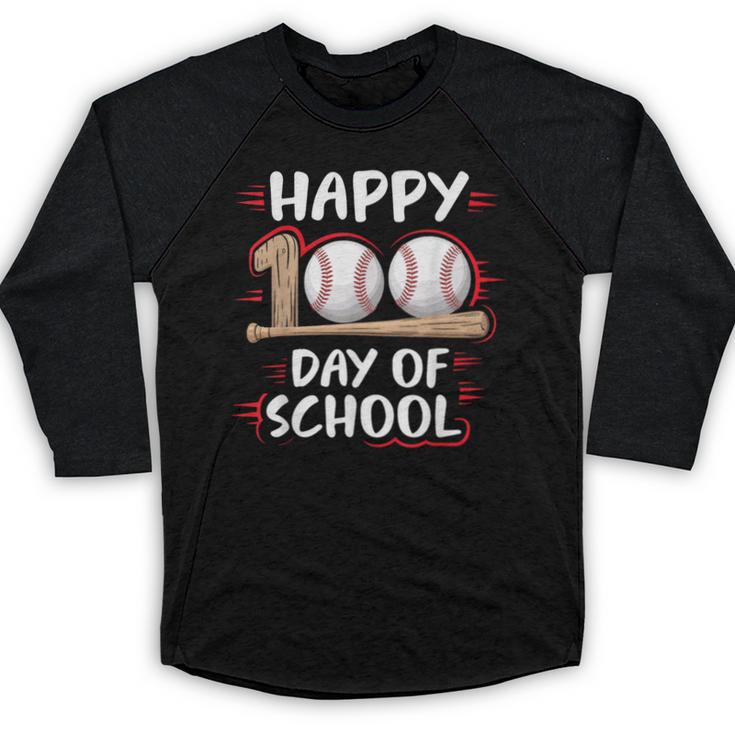 100 Days Of School Baseball Theme Kids Teens Boys 100th Day Baseball Raglan Shirt