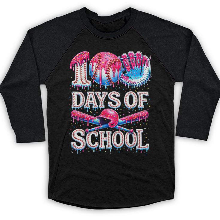 100 Days Of School Baseball Lover Donut Drip Boy Girl Baseball Raglan Shirt