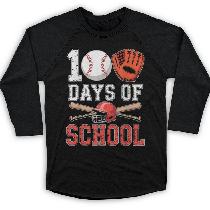 100 Days Of School Baseball Player Teacher Student Baseball Raglan Shirt