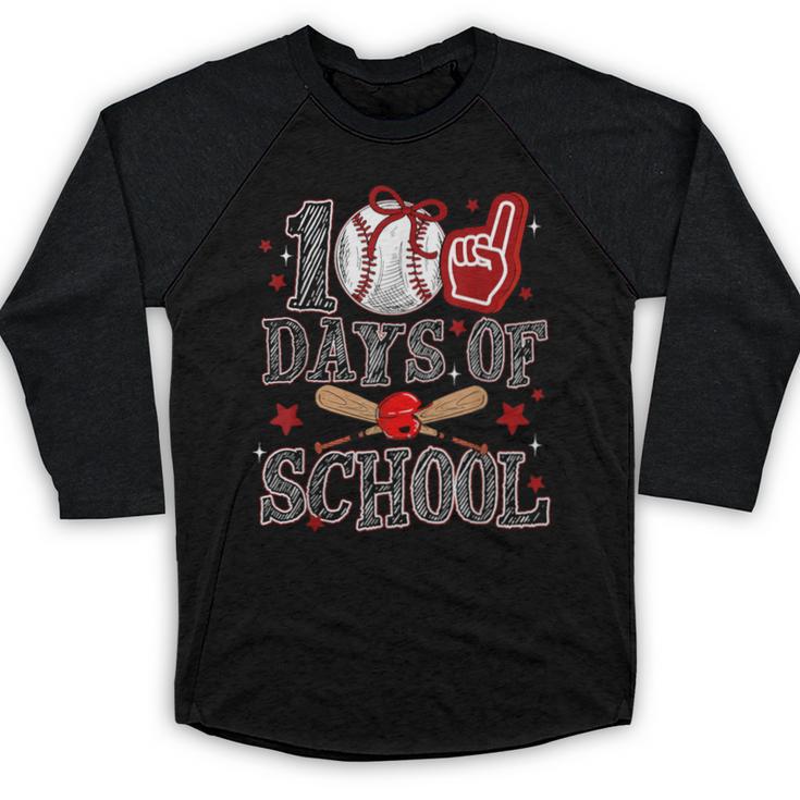 100 Days Of School Baseball Teacher 100 Days Smarter Student Baseball Raglan Shirt