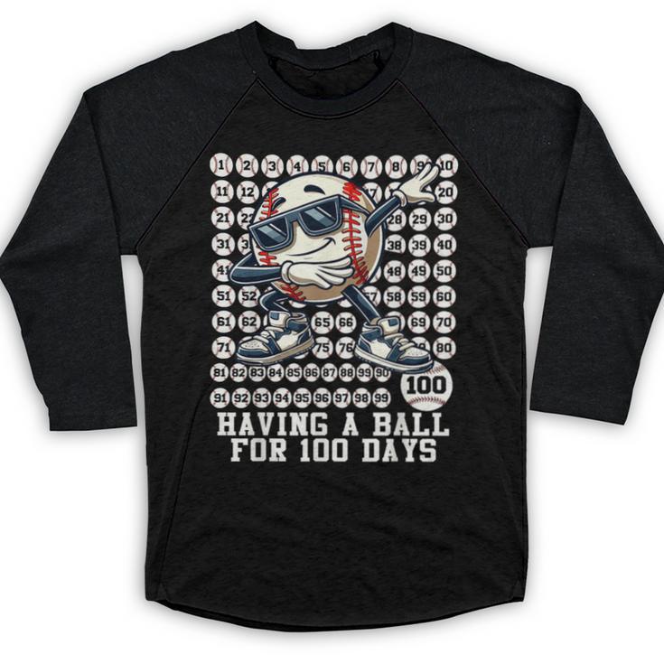 100 Days Of School Boys Dabbing Baseball 100th Day Of School Baseball Raglan Shirt