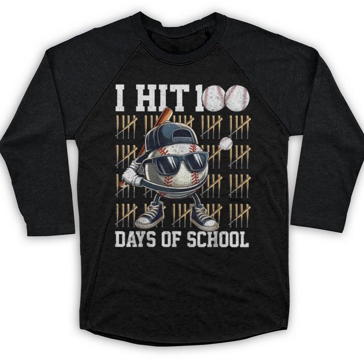 100 Days Of School Boys Kids 100th Day Balls Baseball Kids Baseball Raglan Shirt