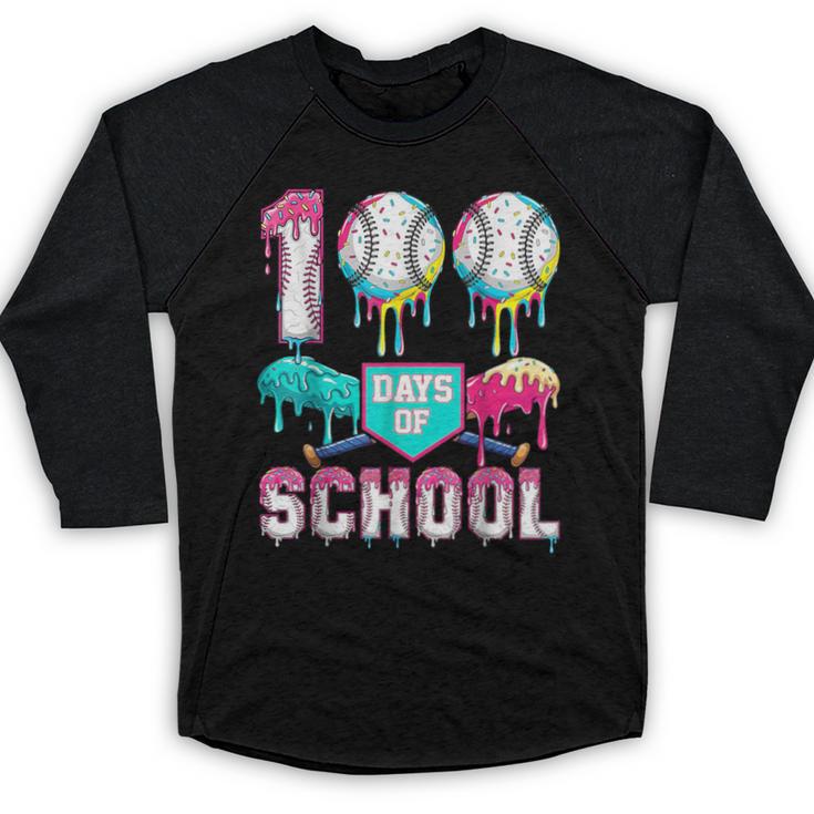 100 Days Of School Boys Kids 100th Day Of School Baseball Baseball Raglan Shirt