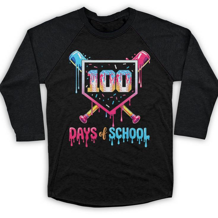 100 Days Of School Ice Cream Drip Baseball 100 Days Smarter Baseball Raglan Shirt