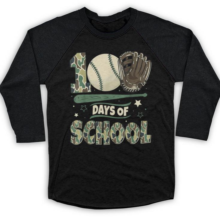 100 Days Of School Teacher Camo Baseball Boys Toddler Kids Baseball Raglan Shirt