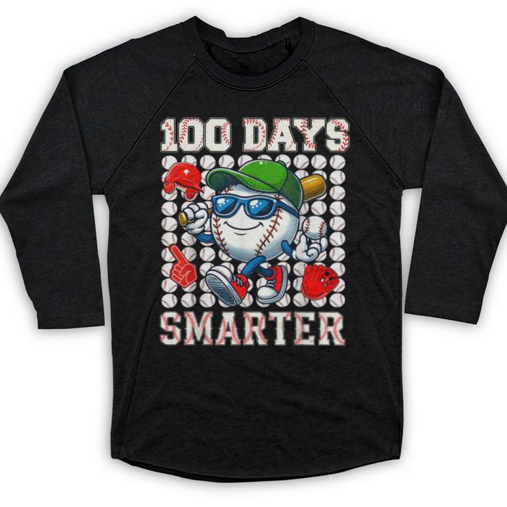 100 Days Smarter Baseball 100 Days Of School Boy Girl Kid Baseball Raglan Shirt