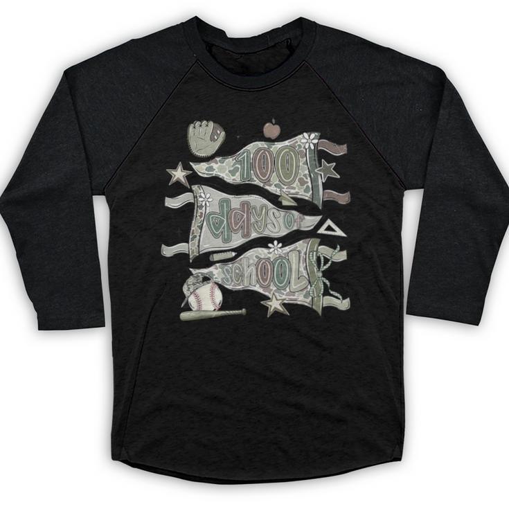 100 Days Smarter Baseball Sport School Celebration Baseball Raglan Shirt