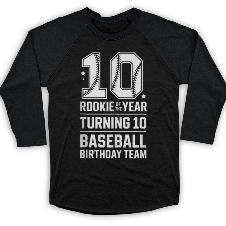 10th Birthday Rookie Of The Year Baseball Double Digit Humor Baseball Raglan Shirt