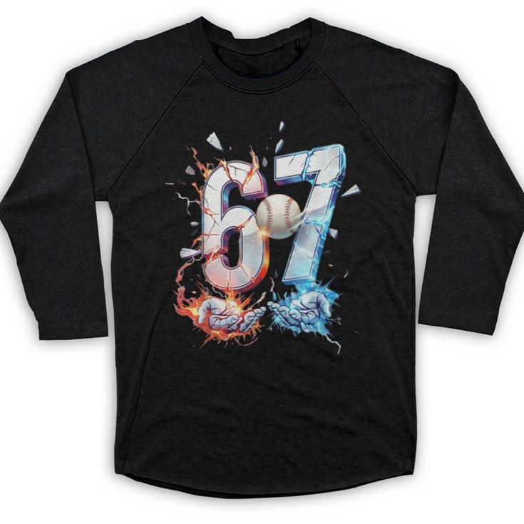 6 7 Baseball Six Seven Meme 67 Hands Kids Men Women Baseball Raglan Shirt
